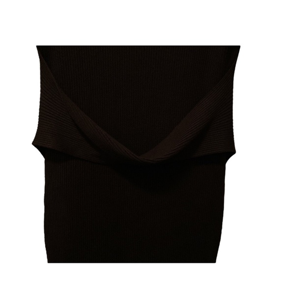 Calvin Klein Chocolate Brown Ribbed Short-Sleeved Dress w/Back Side Slit, Medium - Picture 5 of 11